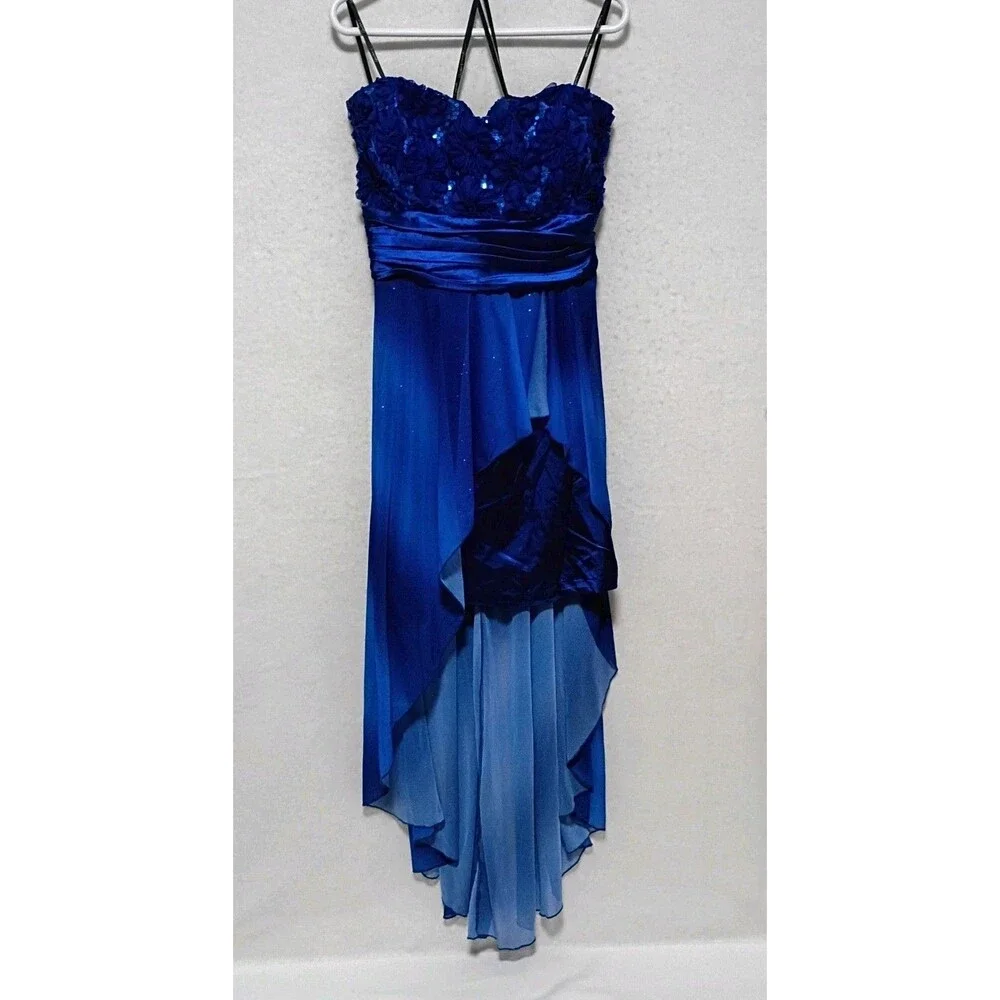 Xtraordinary Dress Size 17 Royal Blue Strapless High-Low Gown Formal Prom